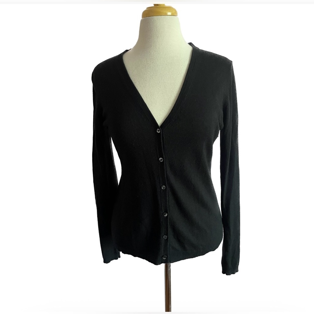 Lord & Taylor Black Cashmere V-Neck Cardigan